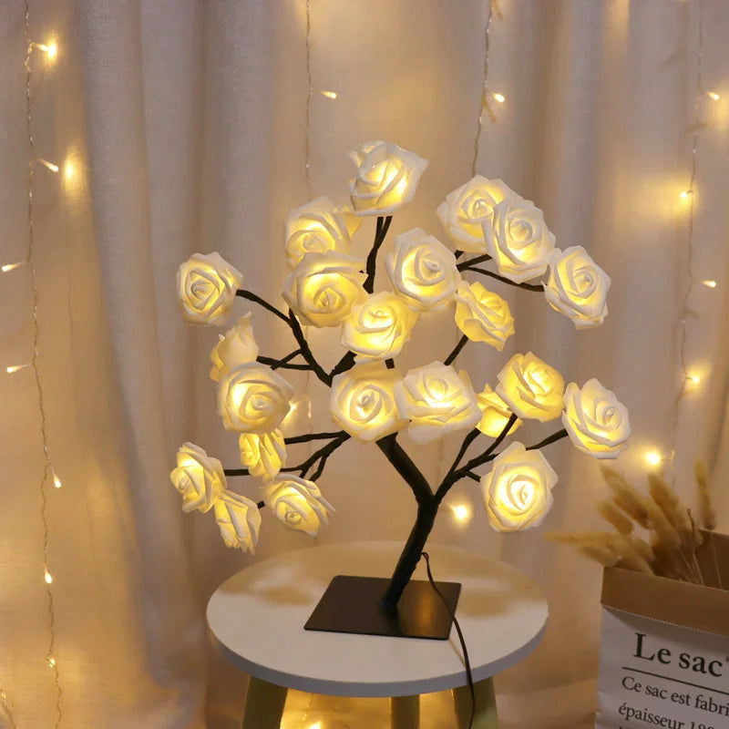 LED Rose Tree Night Light – USB Girls Bedroom Party Decor