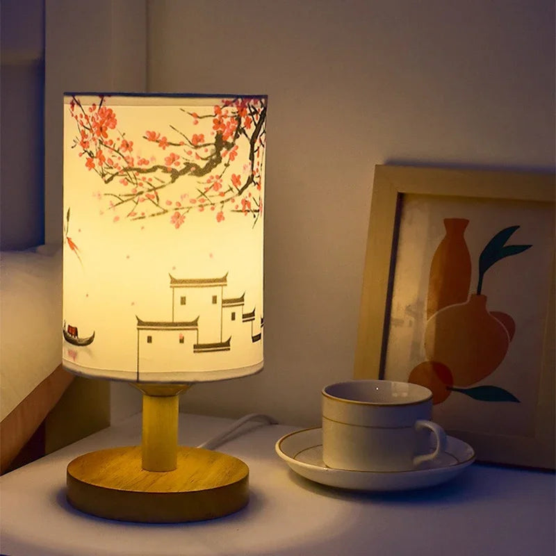 LED Square Fabric Table Lamp – Dimmable Touch Bedside Light
