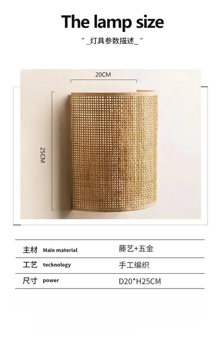 Rattan Wall Lamp Living Room Bedroom Bedside Wall Sconce Led Lighting Corridor Southeast Asian Rattan Wall Light Fixtures Decor