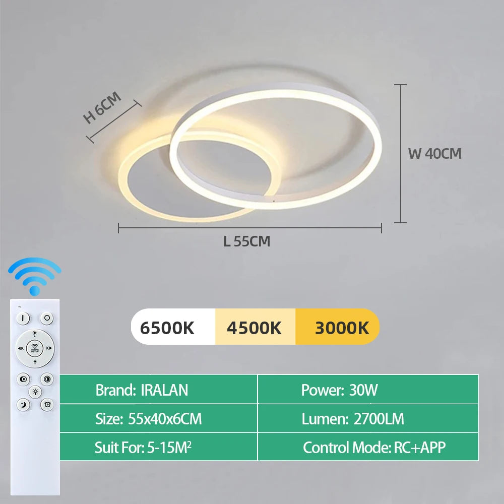 Dimmable LED Ceiling Lamp – Remote Control 5 Sizes