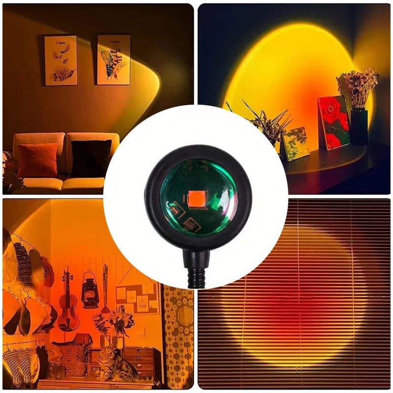 Sunset Projection LED Lamp – USB Rotatable Atmosphere Night Light