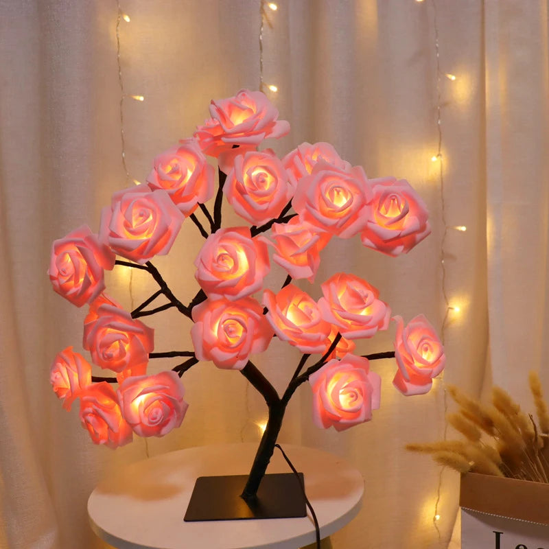 LED Rose Tree Night Light – USB Girls Bedroom Party Decor