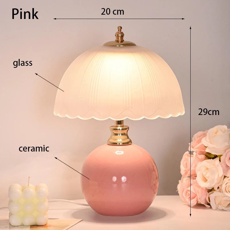 Ceramic Glass LED Table Lamp – USB Dimmable Luxury Bedside Light