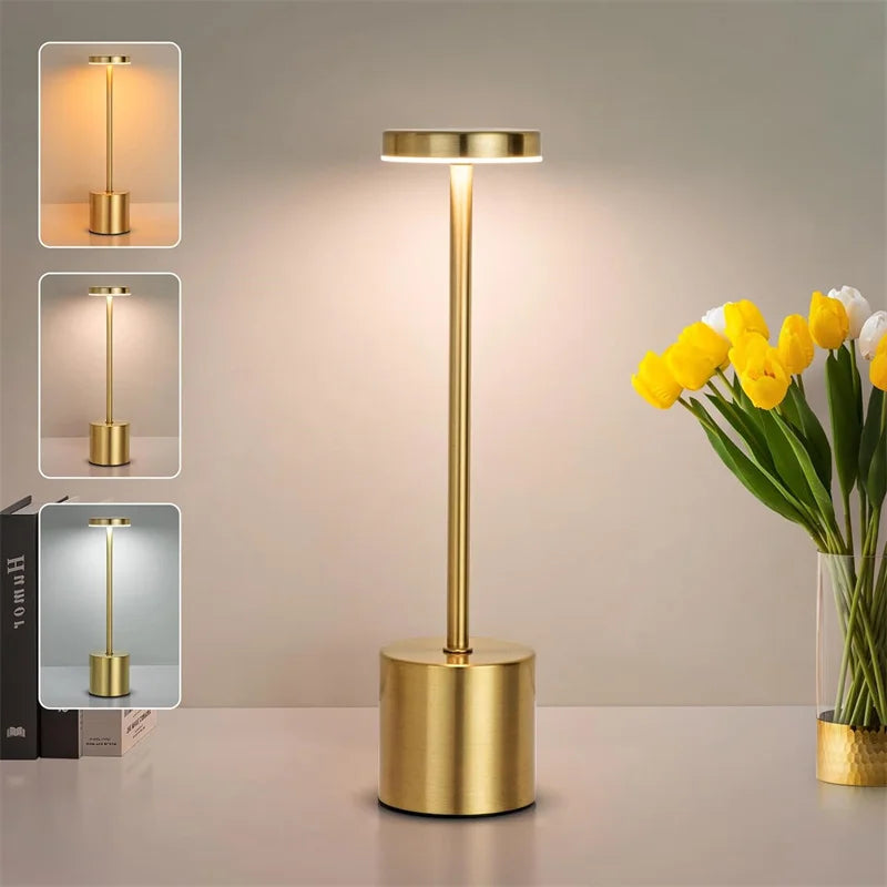 LED Metal Desk Lamp – 1800mAh Rechargeable 3-Colour Stepless Dim