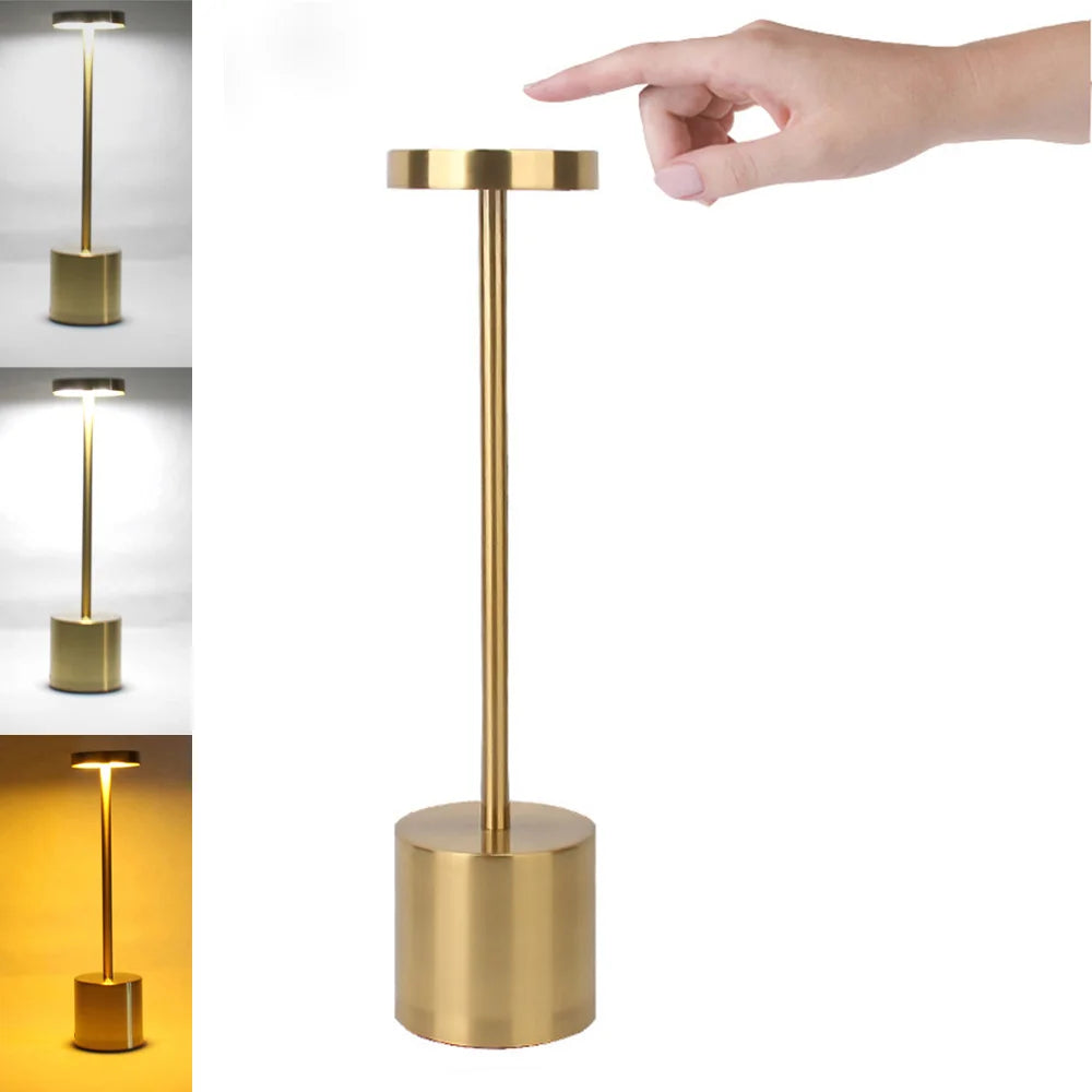 LED Metal Desk Lamp – 1800mAh Rechargeable 3-Colour Stepless Dim