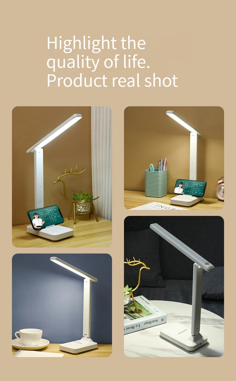 Foldable LED Desk Lamp – Stepless Dimmable USB Rechargeable Touch