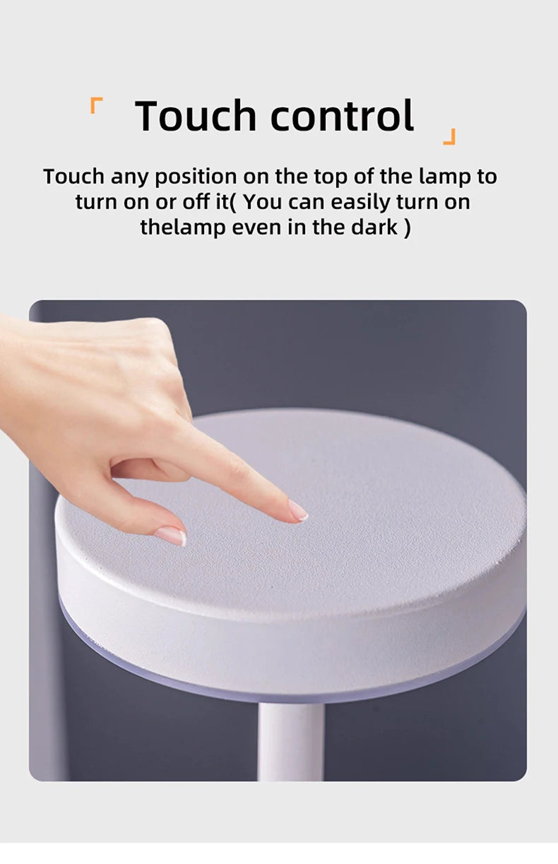 Rechargeable LED Metal Table Lamp – 3-Colour Stepless Dimming