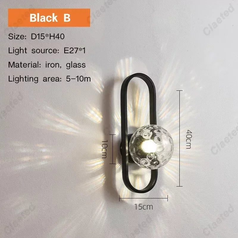 Luxury LED Wall Lamp – Frosted Glass Black or Gold