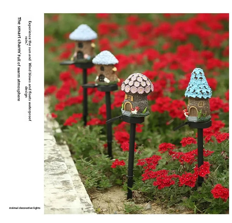 New LED Cartoon Creative Mushroom Lamp Outdoor Waterproof Atmosphere Decorative Floor Plug in Light Solar Garden Landscape Light