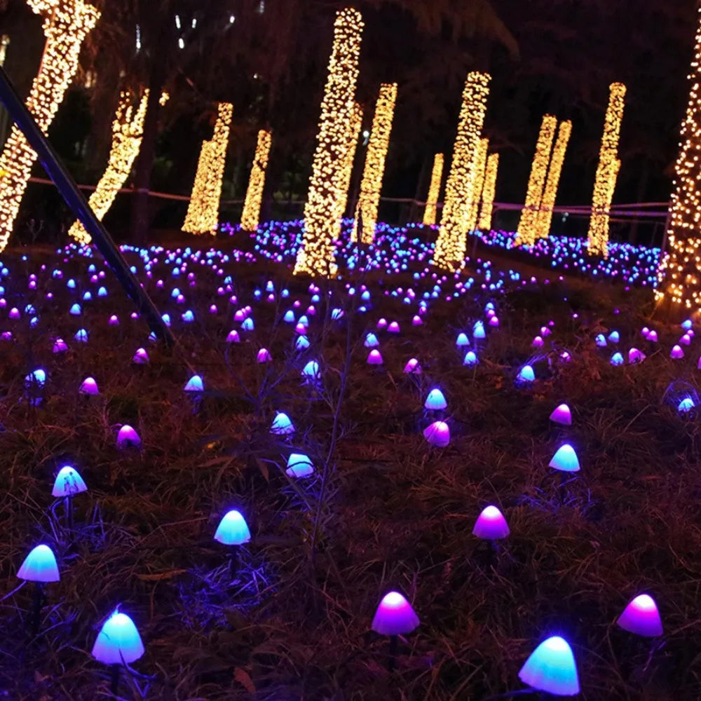 Mushroom Solar Lights Solar Powered Walkway Outdoor Waterproof Street Light Yard Stake Landscape String Led Pathway Patio Ground
