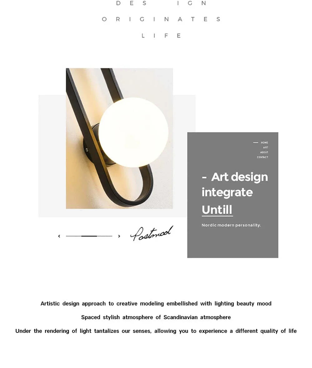 Luxury LED Wall Lamp – Frosted Glass Black or Gold