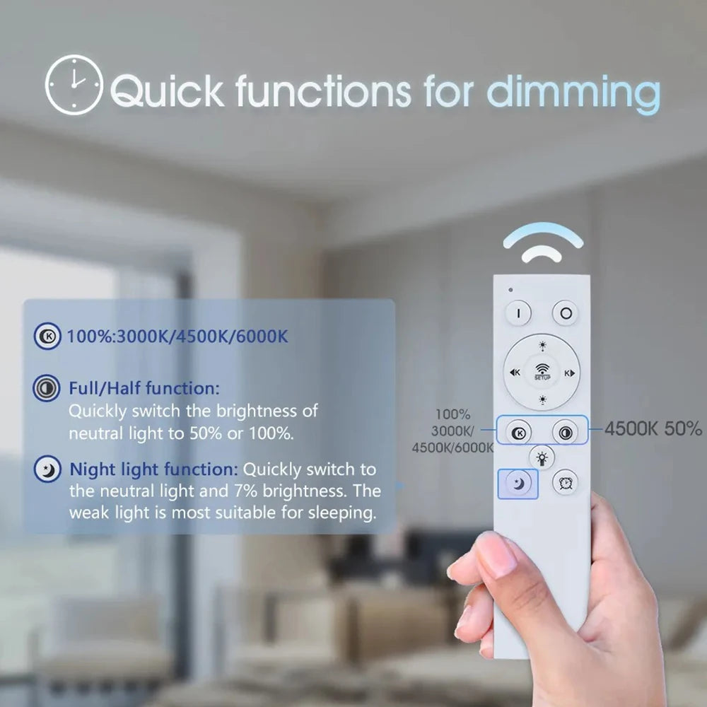 Dimmable LED Ceiling Lamp – Remote Control 5 Sizes