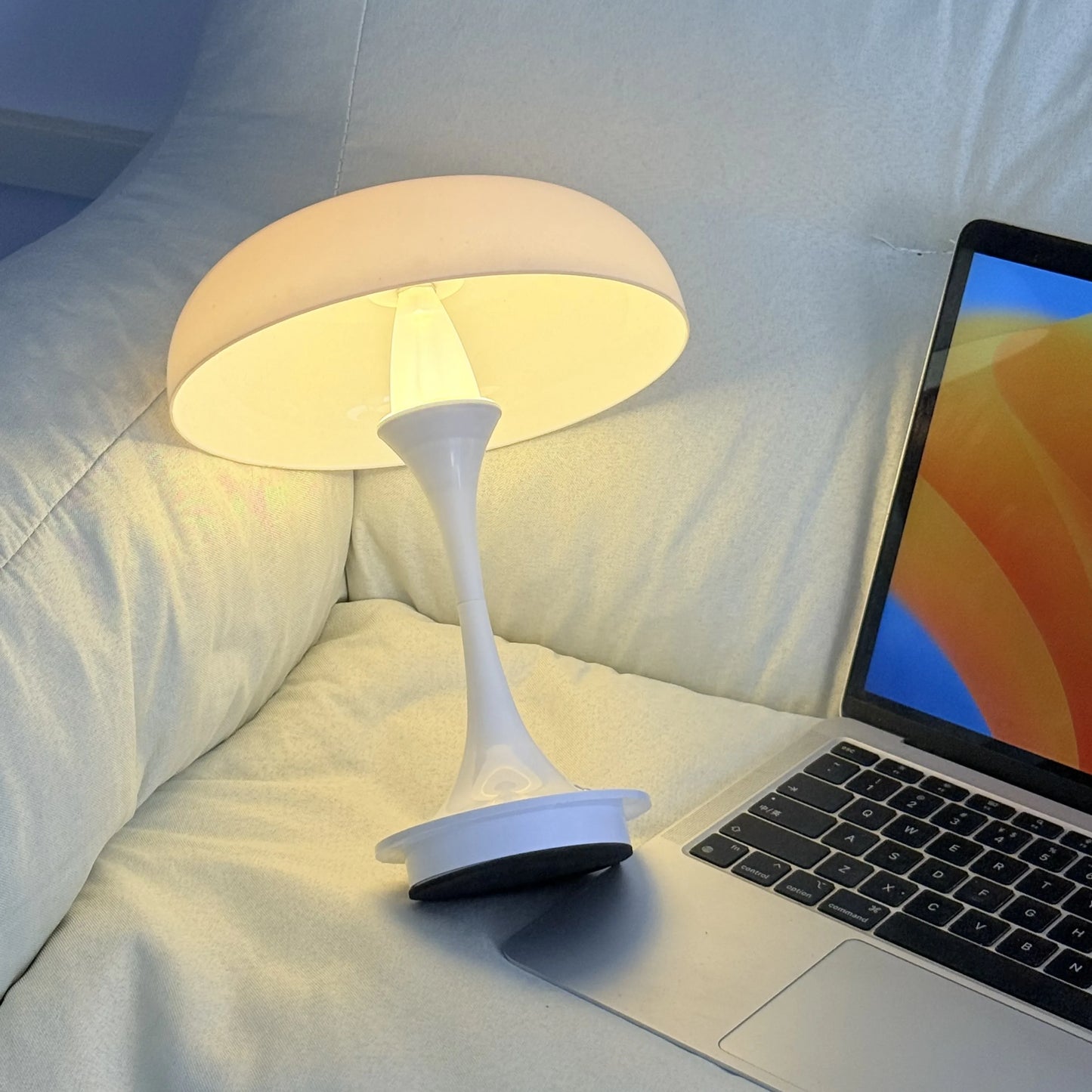 Mushroom Table Lamp, Touch Control 3 Color Dimmable, Cordless Rechargeable Plastic LED Night Light, Adjustable Brightness Bedsid