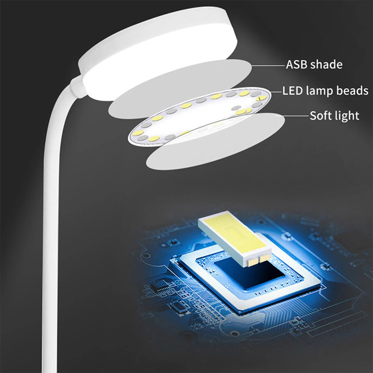 Foldable LED Desk Lamp – 3-Level Dimmable USB Rechargeable Light