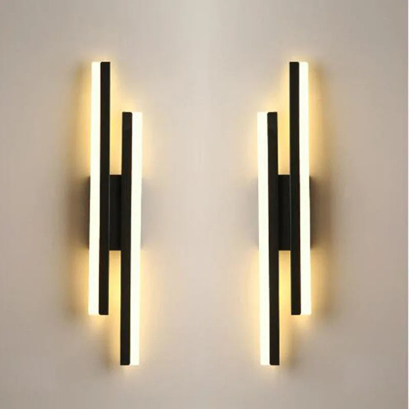 Dimmable 3-Colour LED Wall Sconce – Black Gold Iron Acrylic Strip Lamp H50cm Bedroom Living Room Sconce UL SAA