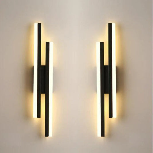 Dimmable 3-Colour LED Wall Sconce – Black Gold Iron Acrylic Strip Lamp H50cm Bedroom Living Room Sconce UL SAA