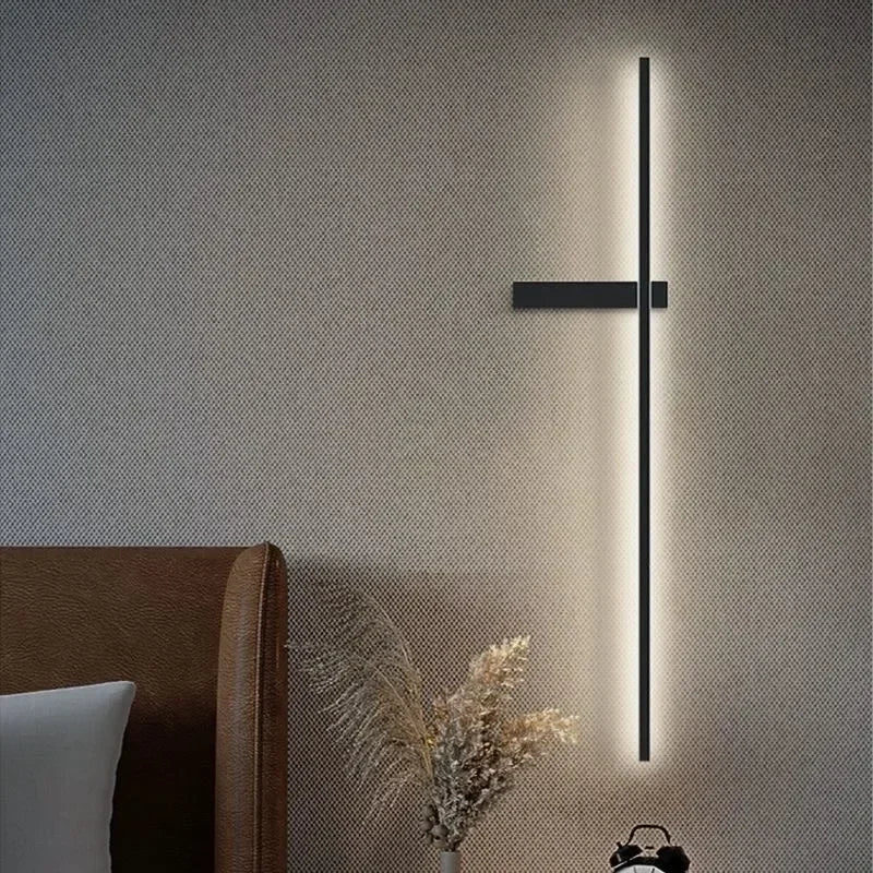 Dimmable LED Strip Wall Sconce – Modern Minimalist Iron TV Background Bedroom Bathroom Staircase Wall Light