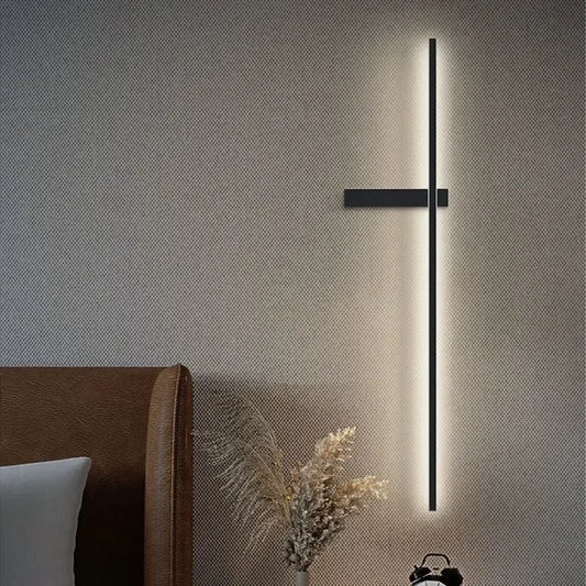 Dimmable LED Strip Wall Sconce – Modern Minimalist Iron TV Background Bedroom Bathroom Staircase Wall Light