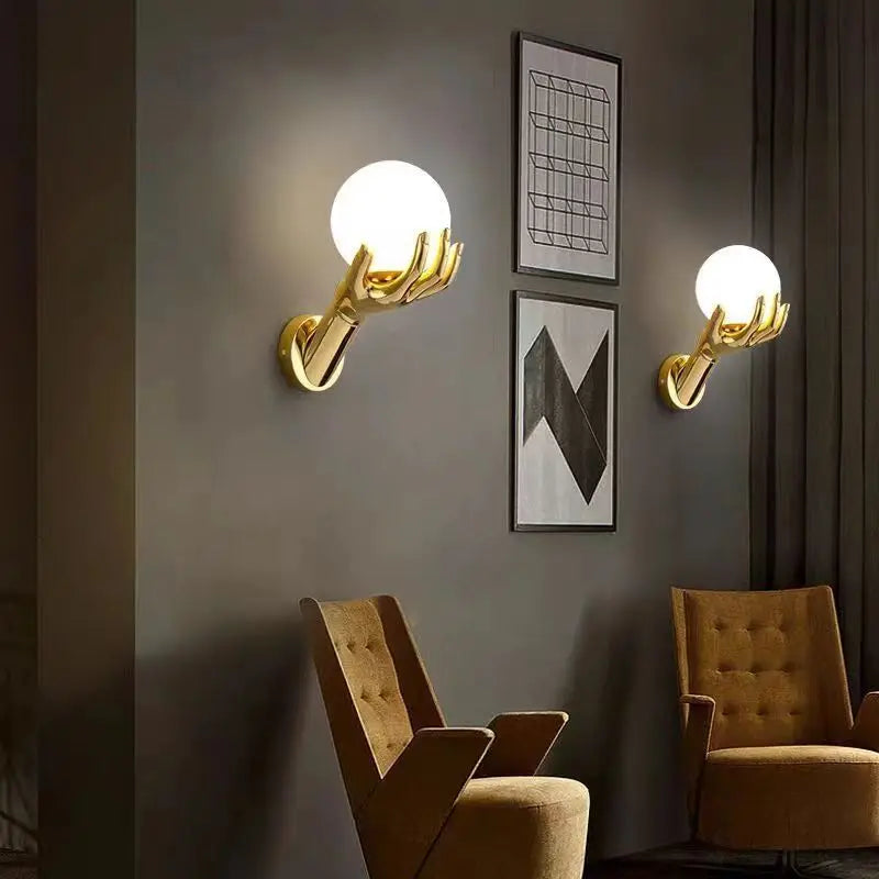 Gold LED Bedside Wall Sconce – ABS Resin Frosted Glass Up Down Recessed Bedroom Foyer Kitchen Wall Lamp
