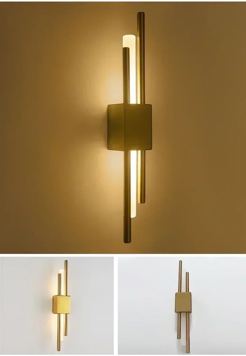 GoldenWatt Nordic contemporary gold LED wall sconce with iron and acrylic design for ambient up and down lighting
