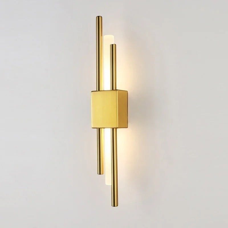 GoldenWatt Nordic contemporary gold LED wall sconce with iron and acrylic vertical design for ambient home lighting