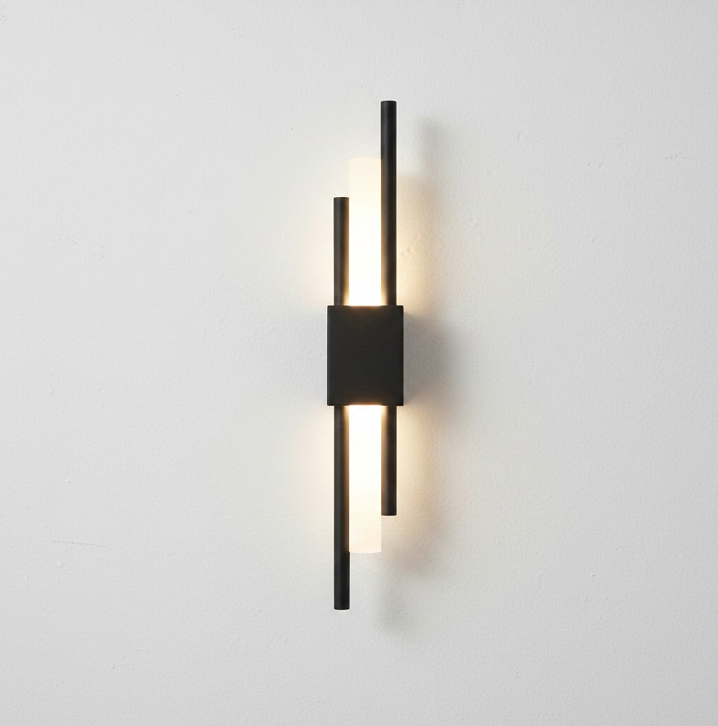 GoldenWatt Nordic contemporary black iron and acrylic LED wall sconce with up and down lighting