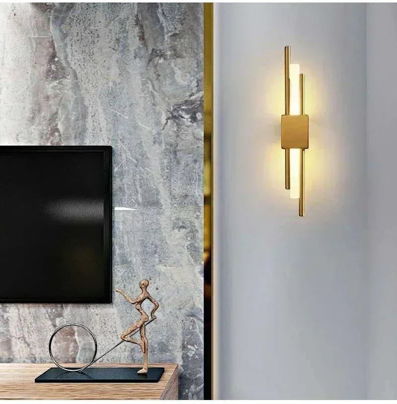 GoldenWatt Nordic LED wall sconce in gold with iron and acrylic, featuring an elegant up and down light design.