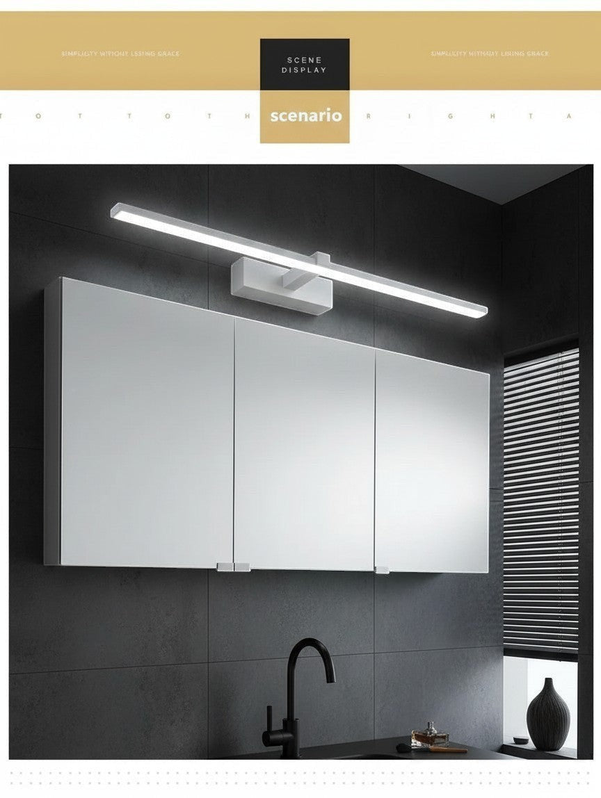 GoldenWatt modern white LED vanity wall light mounted above a bathroom mirror for bright downward illumination