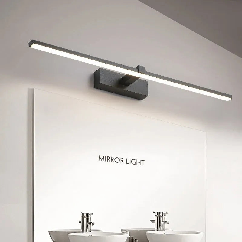 LED Bathroom Vanity Mirror Wall Light – Touch Switch Black White Aluminum Makeup Sconce Indoor Wall Lamp