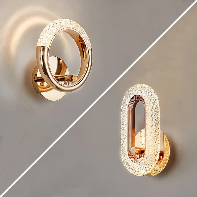 Nordic Gold LED Wall Sconce 3 Colours – Iron Acrylic Warm Cool Natural Light Bedroom Bathroom Corridor Balcony