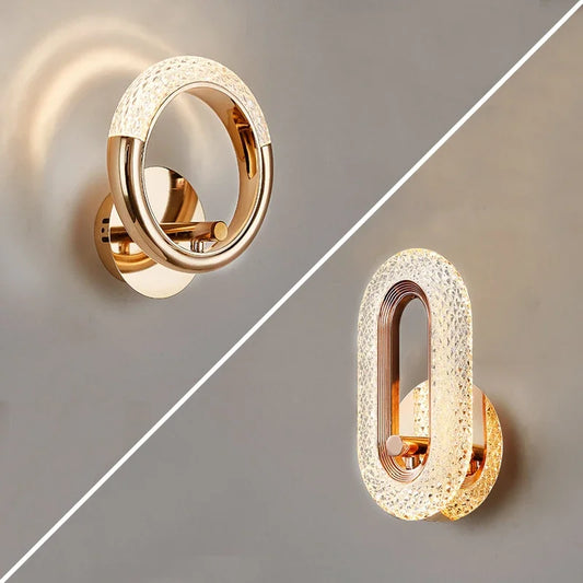 Nordic Gold LED Wall Sconce 3 Colours – Iron Acrylic Warm Cool Natural Light Bedroom Bathroom Corridor Balcony